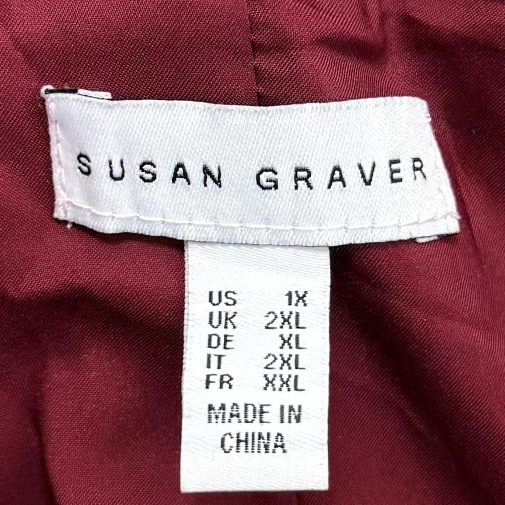 Susan Graver Jacket Women's 1X Dark Red Multicolor Boho Floral Casual Zip Up - Picture 5 of 9